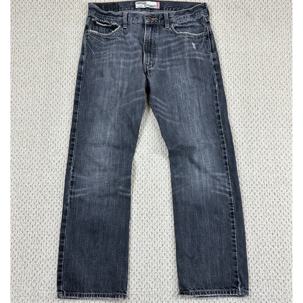 Levis 539 Jeans Fits Men 32x29 Black Vintage Straight Whiskered Distressed Denim